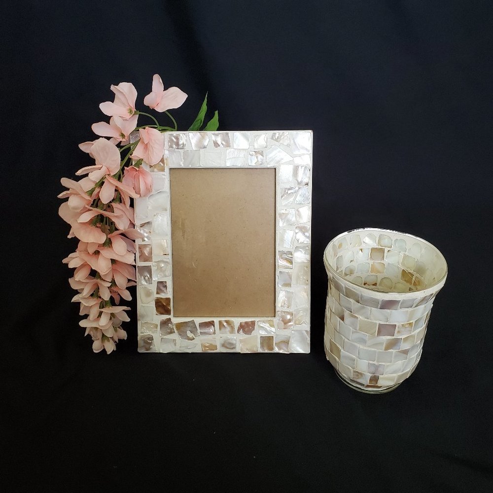 Mosaic Picture Frame 4" x 6" and Vase set